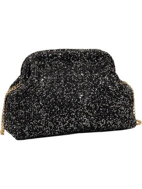 〽️ Women's Black Sequin Dumpling Clutch Purse Sparkly Evening Bags